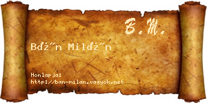 Bán Milán névjegykártya